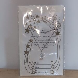 New Sterling Silver Virgo Sign Pendant Necklace